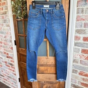 One Teaspoon Desperados Jeans Womens 26 Bonnie Blue Distressed Raw Hem Skinny